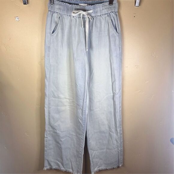 FRAME Super Drape Wide Leg‎ Denim Drawstring Women's Chambray Pants Size Small - Picture 1 of 7